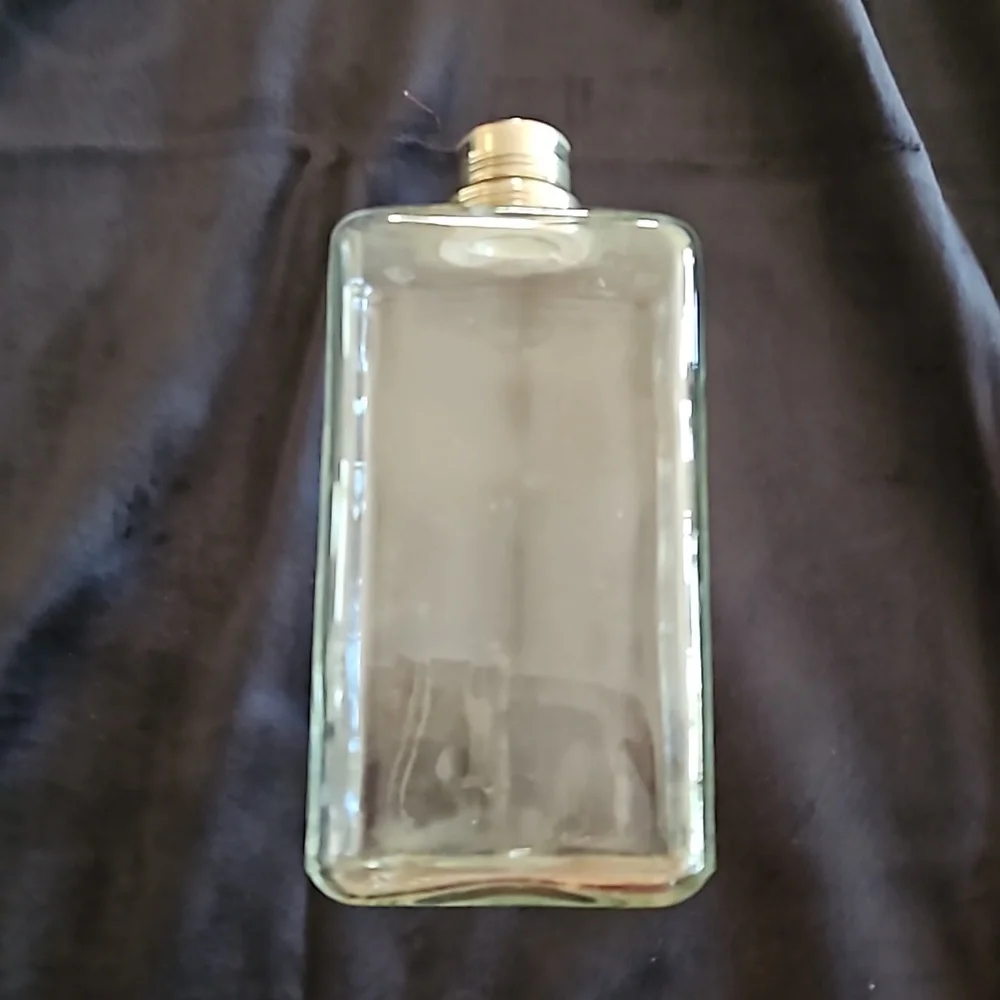 Vintage clear glass apothecary jar, liquor bottle, flask
